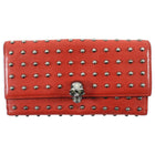Alexander McQueen Studded Red Leather Skull Medium Trifold Wallet
