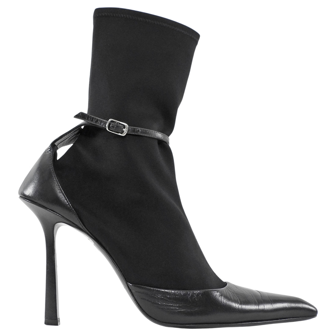 Alexander Wang Black Viola 105 Leather and Neoprene Sock Boots - 40