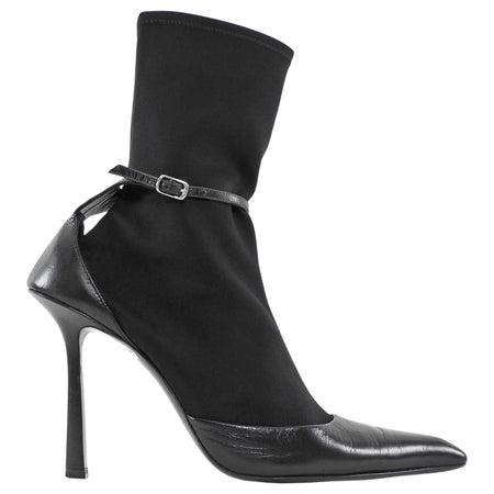 Alexander Wang Black Viola 105 Leather and Neoprene Sock Boots - 40