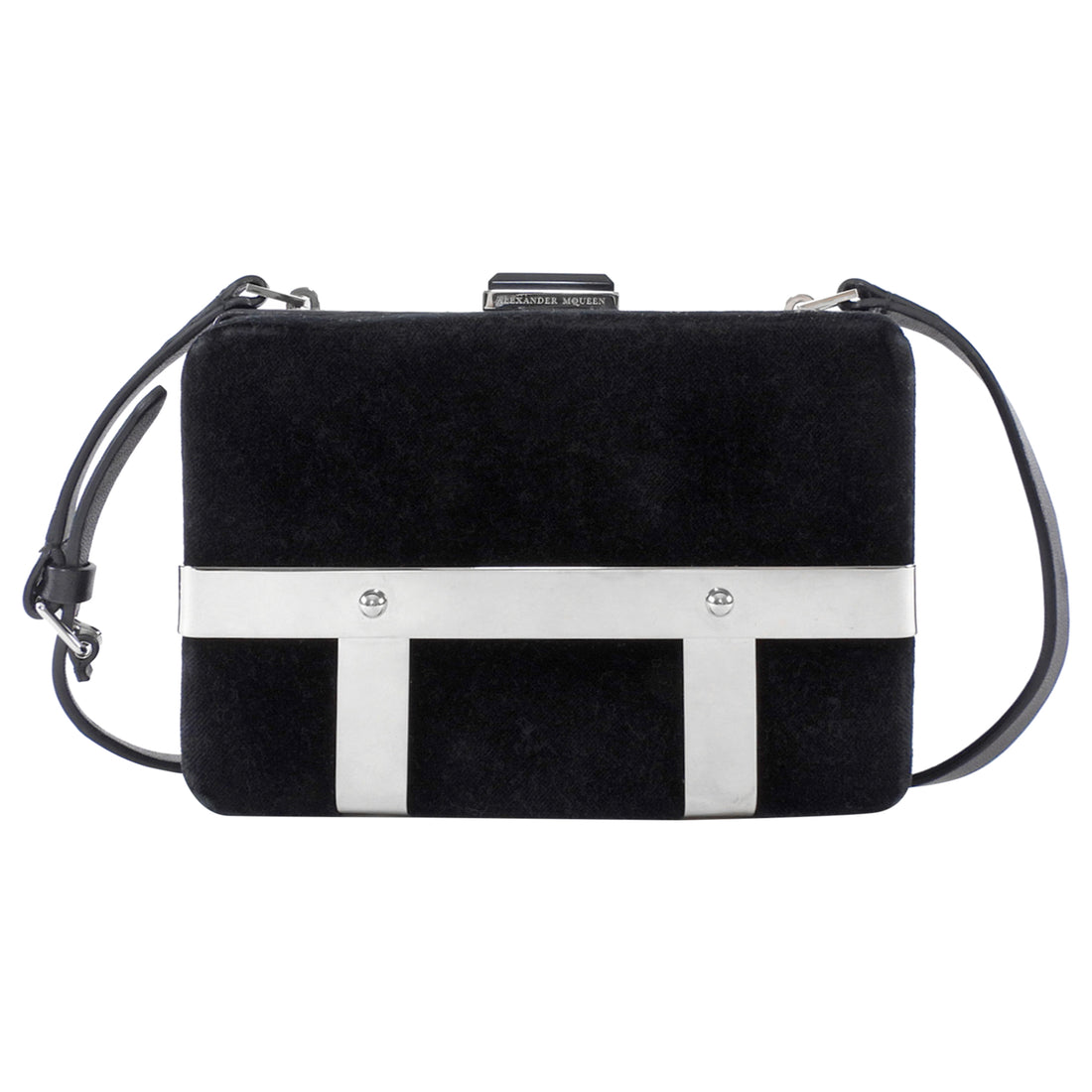 Alexander McQueen Black Velvet Caged Box Bag