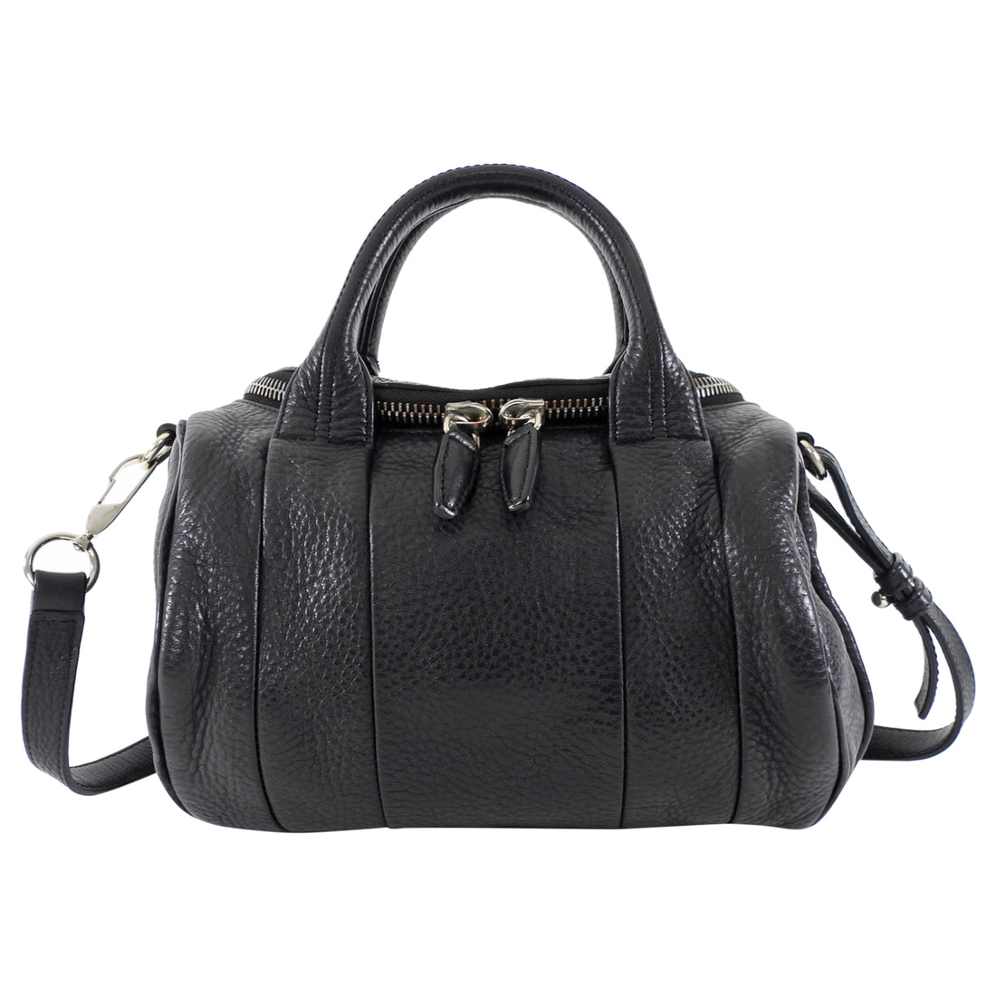 Alexander Wang Black Leather Mini Rockie Barrel Bag with Studs