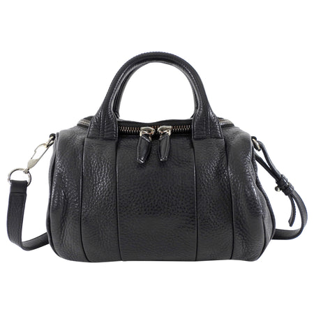 Alexander Wang Black Leather Mini Rockie Barrel Bag with Studs