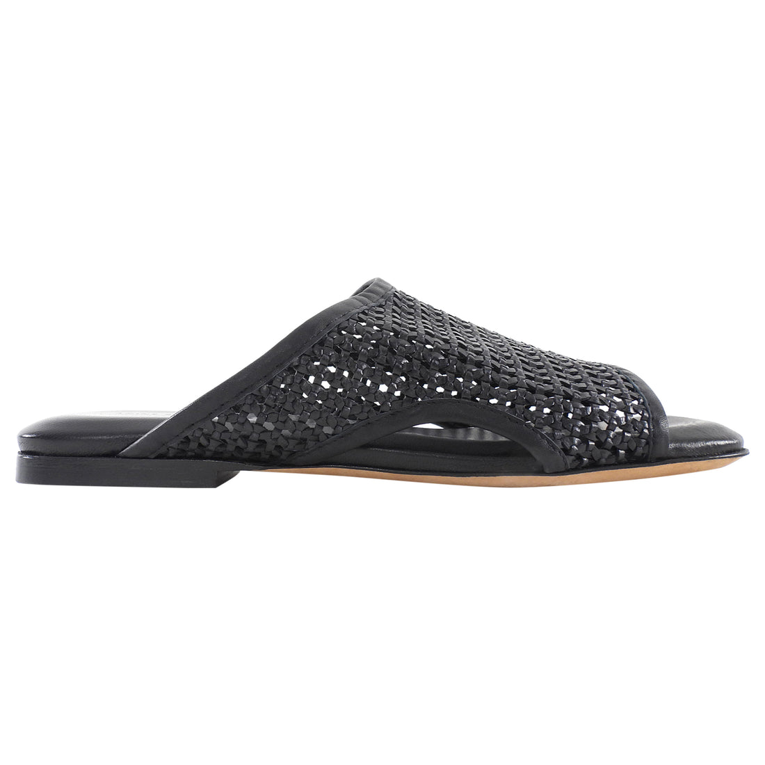 Anine Bing Hoxton Black Leather Woven Flat Sandals - 37