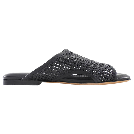 Anine Bing Hoxton Black Leather Woven Flat Sandals - 37