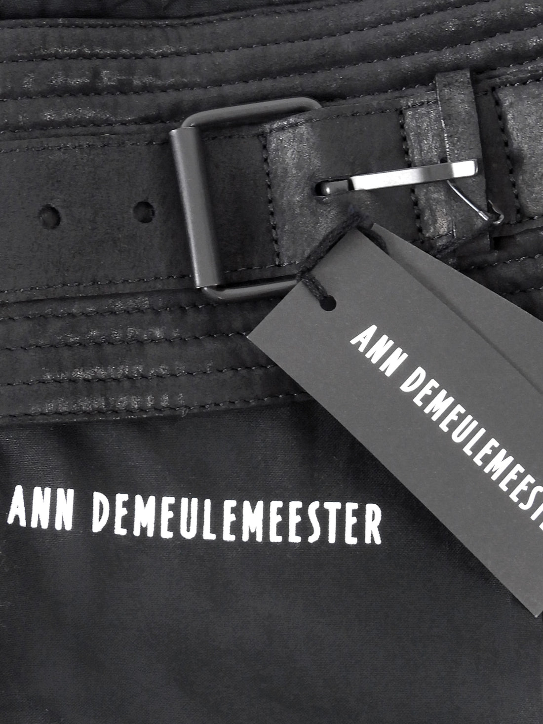 Ann Demeulemeester Black Quilted Leather Double Buckle Waist Belt - XS