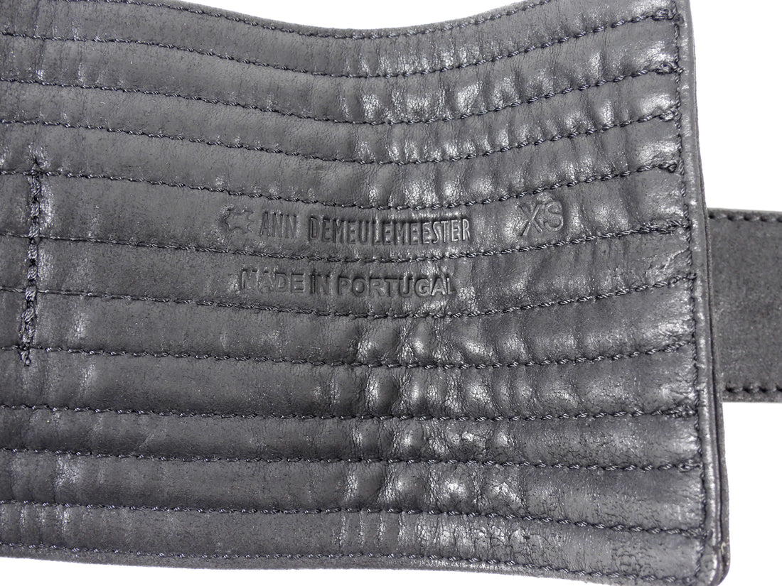 Ann Demeulemeester Black Quilted Leather Double Buckle Waist Belt - XS