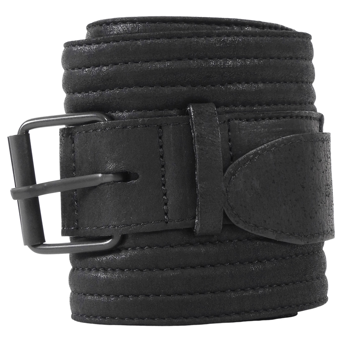 Ann Demeulemeester Black Quilted Leather Double Buckle Waist Belt - XS