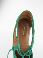 Aquazzura Green Suede Leather Belgravia Flat Espadrille Sandals - 38