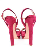 Aquazzura Pink Satin and Velvet Coquette Platform Sandals - 40.5