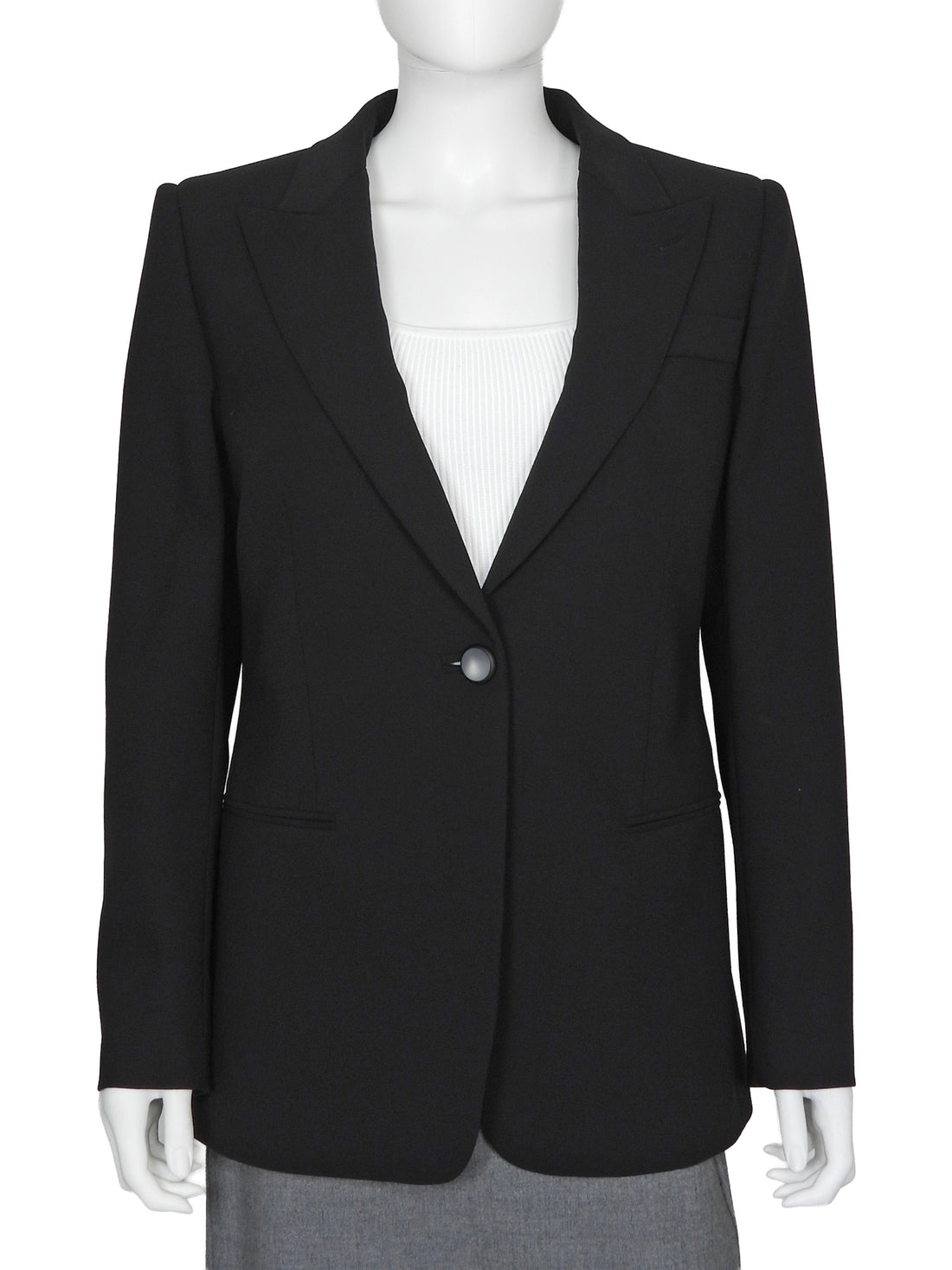 Giorgio Armani Black Wool Blend Snap Front Minimal Blazer Jacket -  IT 44 /  8 / M