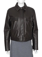 Giorgio Armani Brown Leather Crop Pocket Aviator Jacket -  IT42 / 6 / M