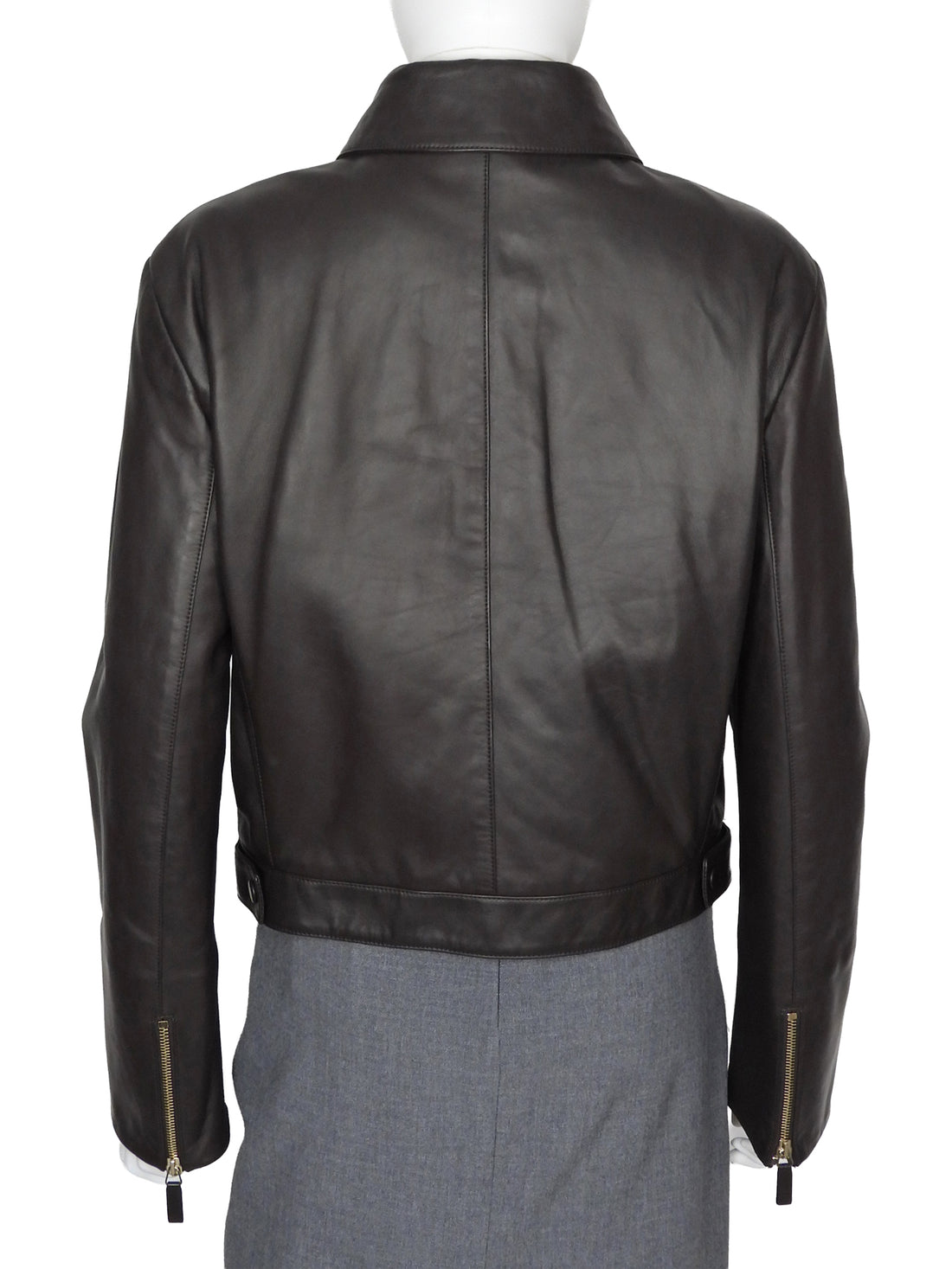 Giorgio Armani Brown Leather Crop Pocket Aviator Jacket -  IT42 / 6 / M