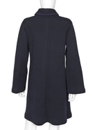 Giorgio Armani Navy Blue Rib Texture Knit Jersey Coat with Suede Resin Buckle - IT 44 / 8 / M