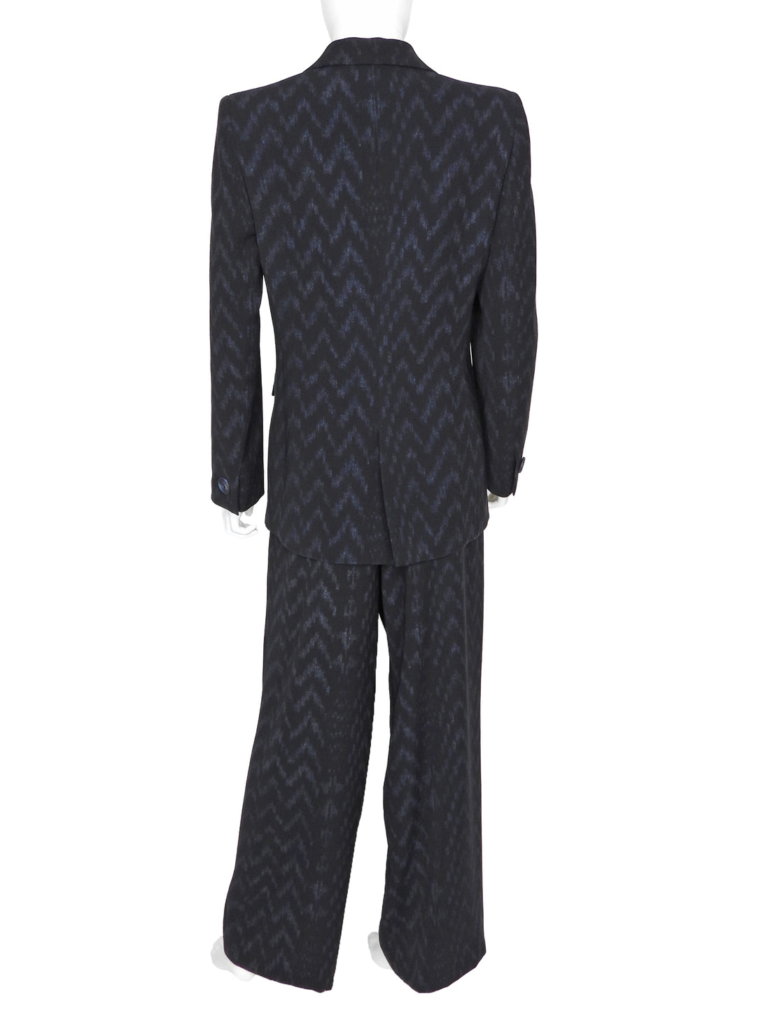 Giorgio Armani Black Navy Zig Zag Pattern 2pc Pants Suit - IT 42 / 6