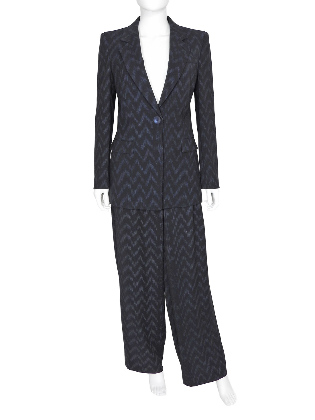 Giorgio Armani Black Navy Zig Zag Pattern 2pc Pants Suit - IT 42 / 6