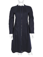 Giorgio Armani Navy Blue Wool Knit Jersey Princess Coat - IT 44 / 8 / M