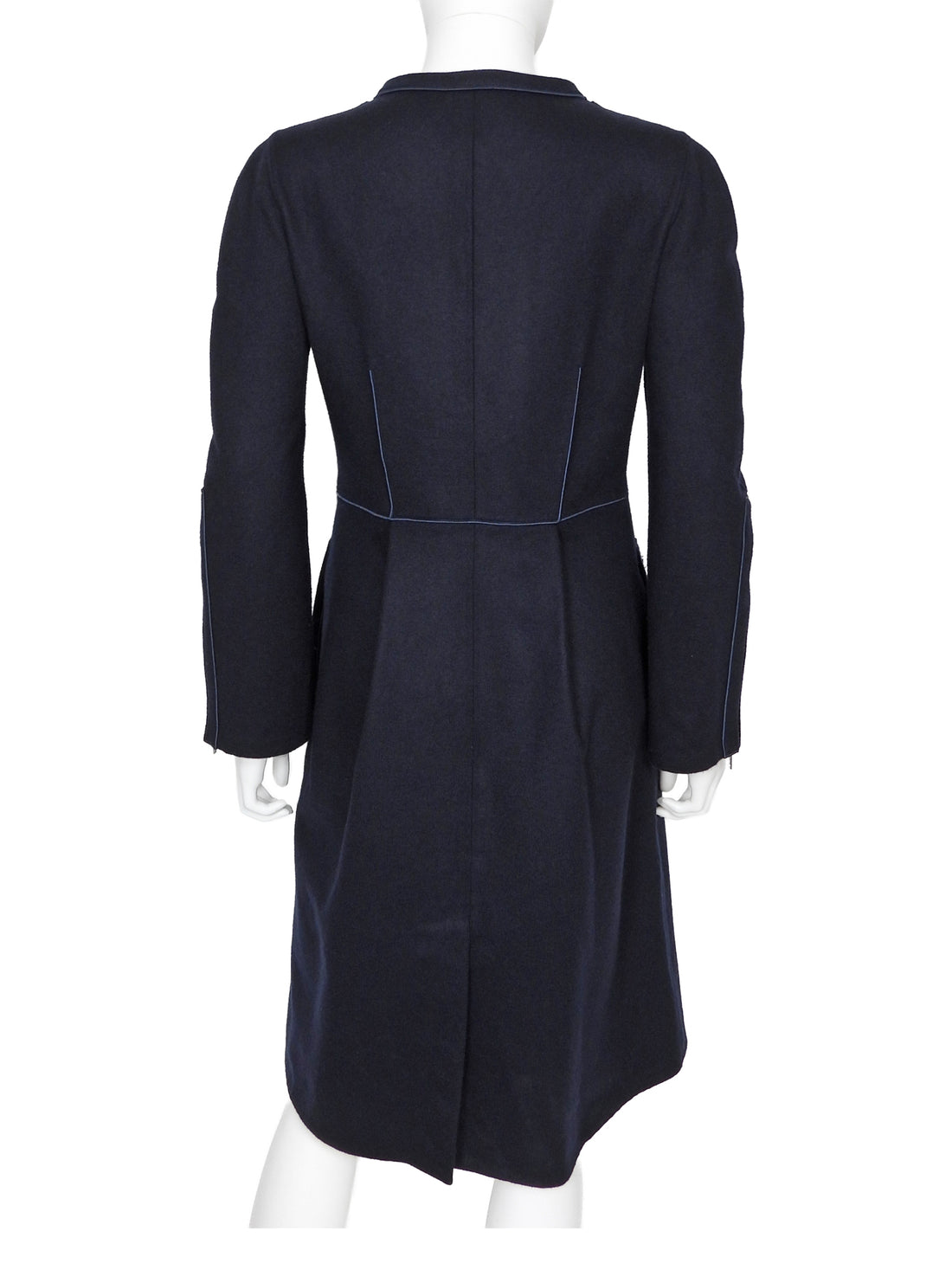 Giorgio Armani Navy Blue Wool Knit Jersey Princess Coat - IT 44 / 8 / M