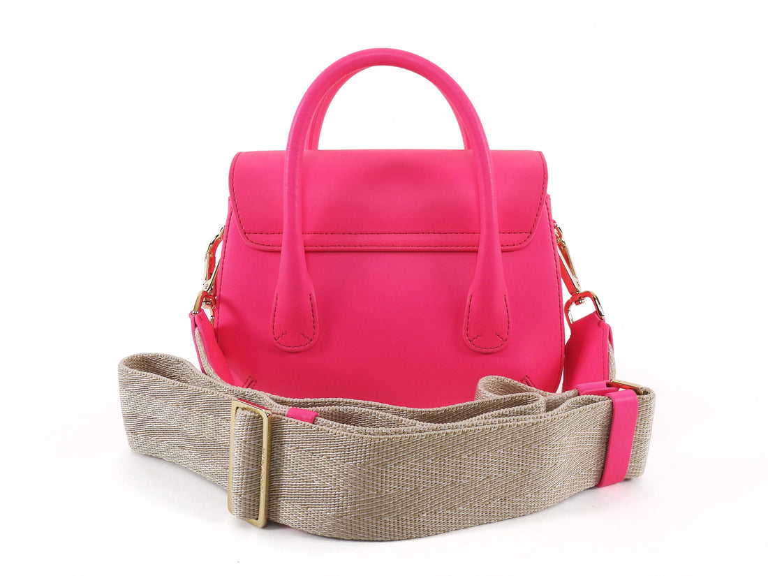 Giorgio Armani Neon Pink La Prima Web Strap Mini Boston Bag