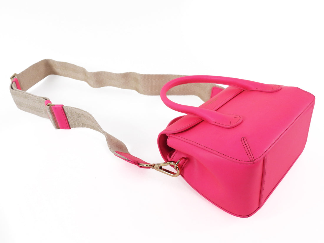 Giorgio Armani Neon Pink La Prima Web Strap Mini Boston Bag