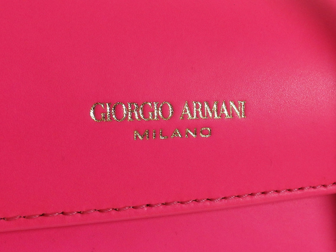 Giorgio Armani Neon Pink La Prima Web Strap Mini Boston Bag