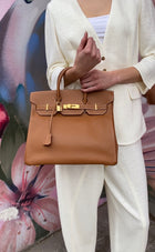 Hermès Vintage 1999 HAC Haut à Courroies Birkin 32 Gold Courchevel Leather Bag GHW