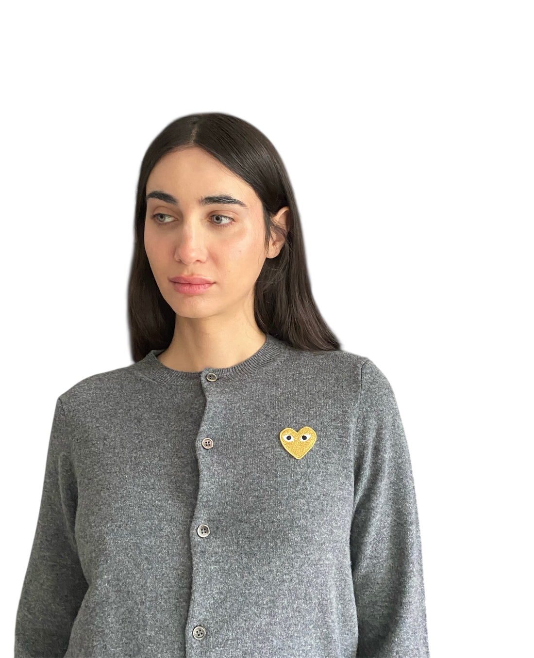 Comme Des Garçons (CDG) Play Grey Cardigan - L