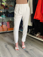 Brunello Cucinelli Ivory Silk Blend Tapered Jogger Trousers - IT 44 / US 8