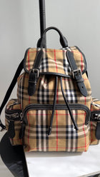 Burberry Large Check Fabric and Leather Backpack