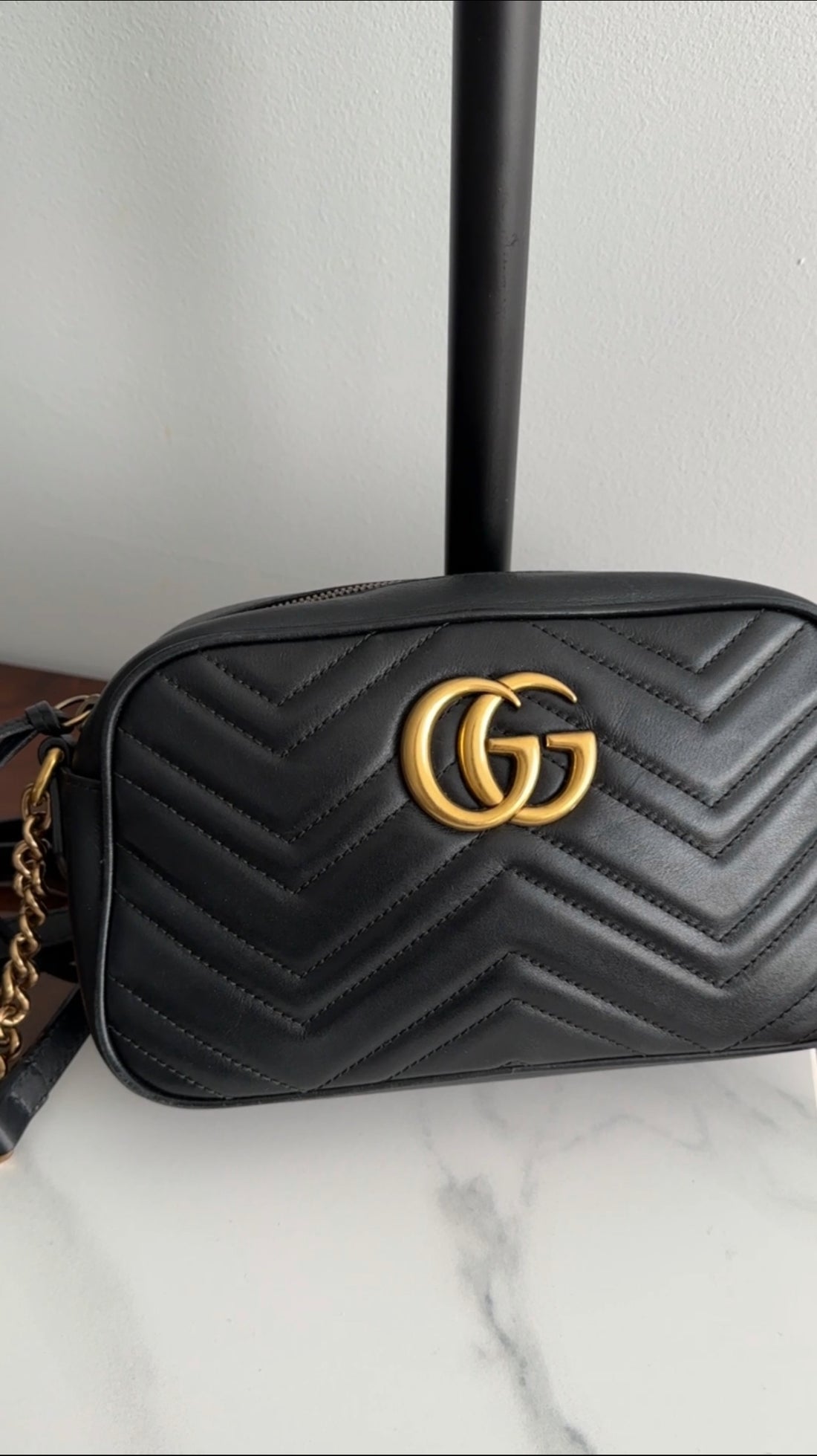 Gucci Marmont Black Matelasse Leather Camera Bag