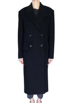 Aflalo Black Velmira Long Black Cashmere Double Breasted Coat - XS / US 4-6