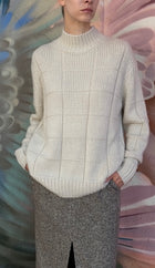 Iris Von Arnim Oatmeal Grid Knit Cashmere Silk Blend Turtle Neck - XS / S