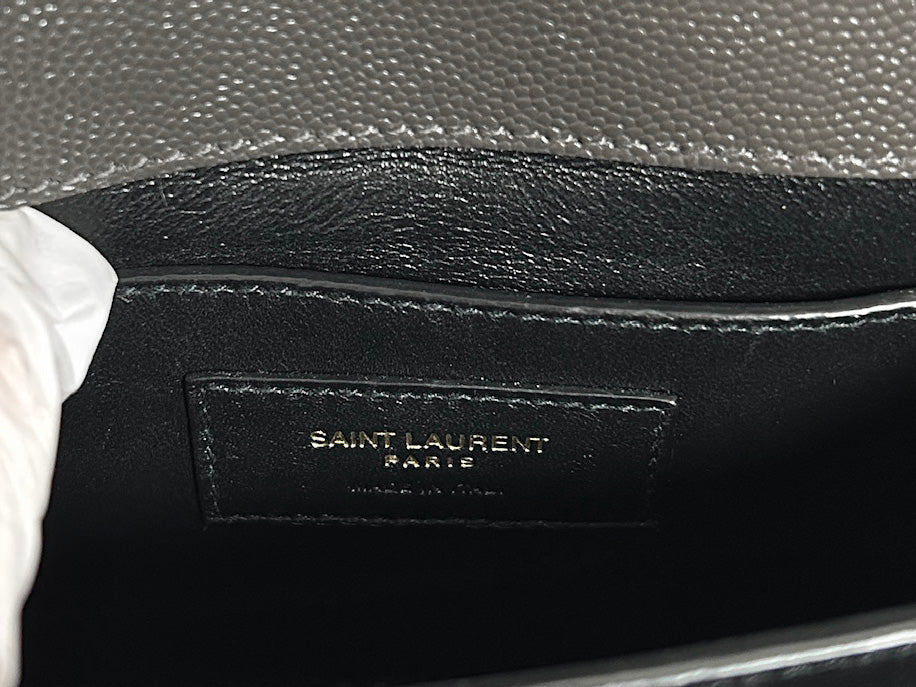 Saint Laurent Mini Cassandra Slate Grey Leather Top Handle Bag
