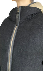 Brunello Cucinelli Dark Grey Wool Hooded Down Jacket - IT 40 / US 4-6