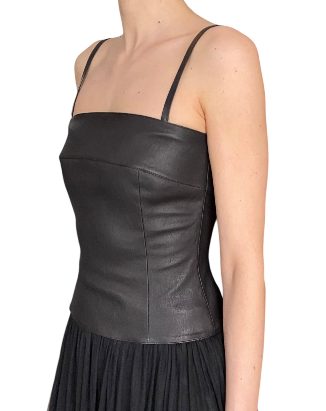 Chanel Vintage Black Lambskin Leather Bustier Top - 38 / US 2-4