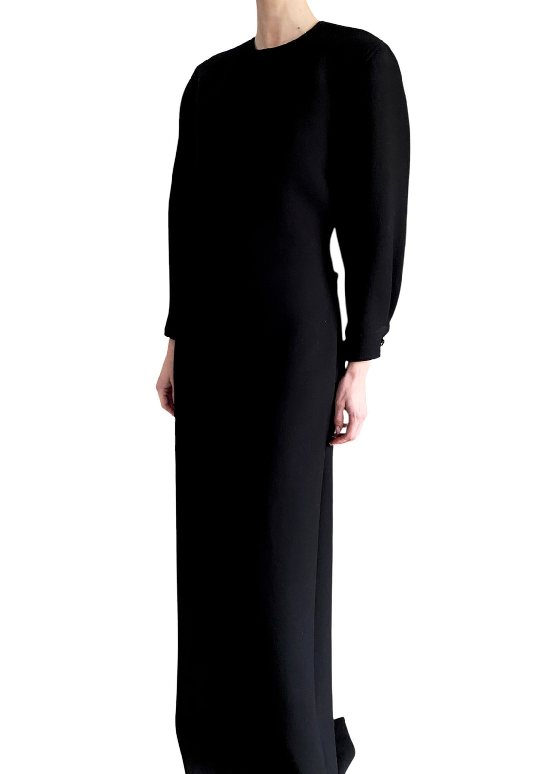 Saint Laurent Black Wool Long Sleeve Backless Gown - F 40 / US 6