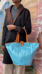 Goyard 2025 Turquoise and Tan Linen Canvas Reversible Balhaera Tote