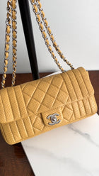 Chanel 2006 Mustard Yellow Perforated Leather Flap Bag