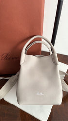 Loro Piana Small Bale Bag Grained Dust Stone Leather