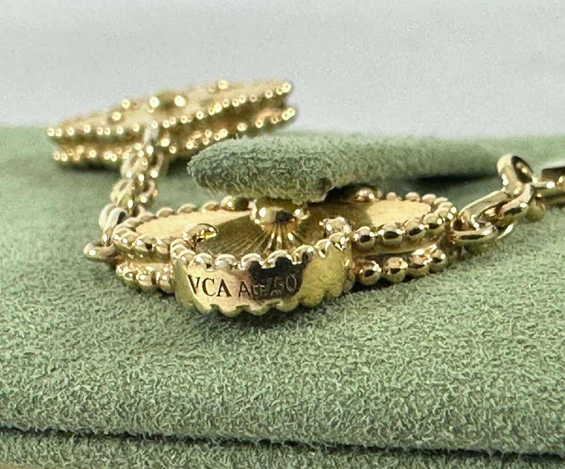 Van Cleef & Arpels 18k Yellow Gold Vintage Alhambra 5 motifs Bracelet
