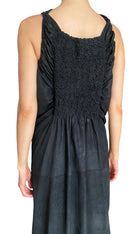 Rick Owens Black Island SS13 Leather Smocked Draped Dress - IT 42 / US 8