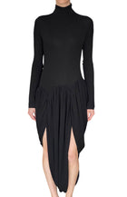 Ferragamo Black Jersey Tulip Hem Mock Neck Gown - 38 / US 2-4