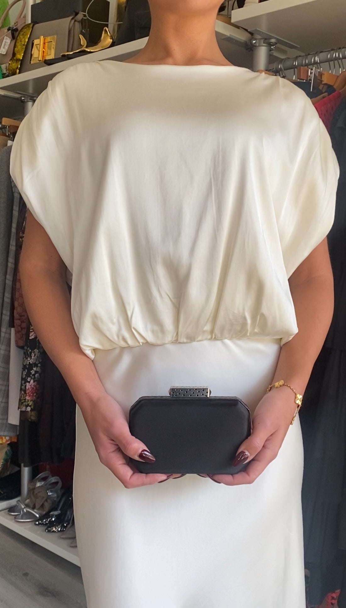 Cartier Vintage Panthere Black Silk Satin Python Evening Box Clutch Bag