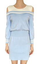 Chloé Baby Blue Off-Shoulder Mini Sweater Dress - 36 / US 2-4