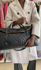 Saint Laurent Black Leather Quilted Large ES Travel Overnight Bag