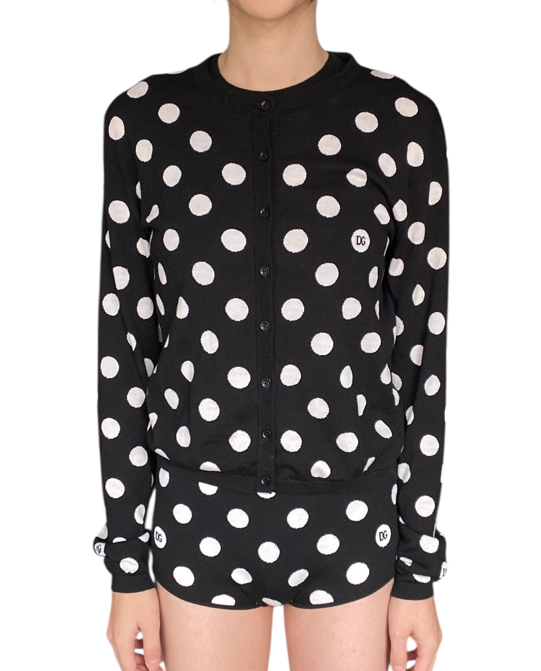 Dolce & Gabbana Black Polka-Dot 3pc Cardigan Set - 42 / US 6