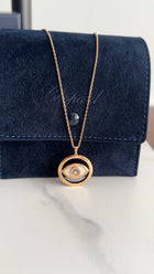 Chopard 18K Rose Gold Diamond Happy Diamond Evil Eye Pendant Necklace
