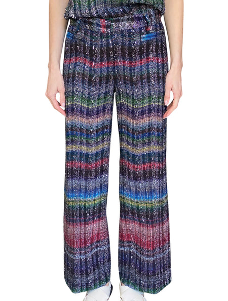 Missoni Multicoloured Sequinned Embellished Chevron Striped Knit Trousers - IT 42 / US 6