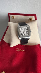 Cartier Santos 100 Stainless Steel Alligator Band Automatic Watch 2878