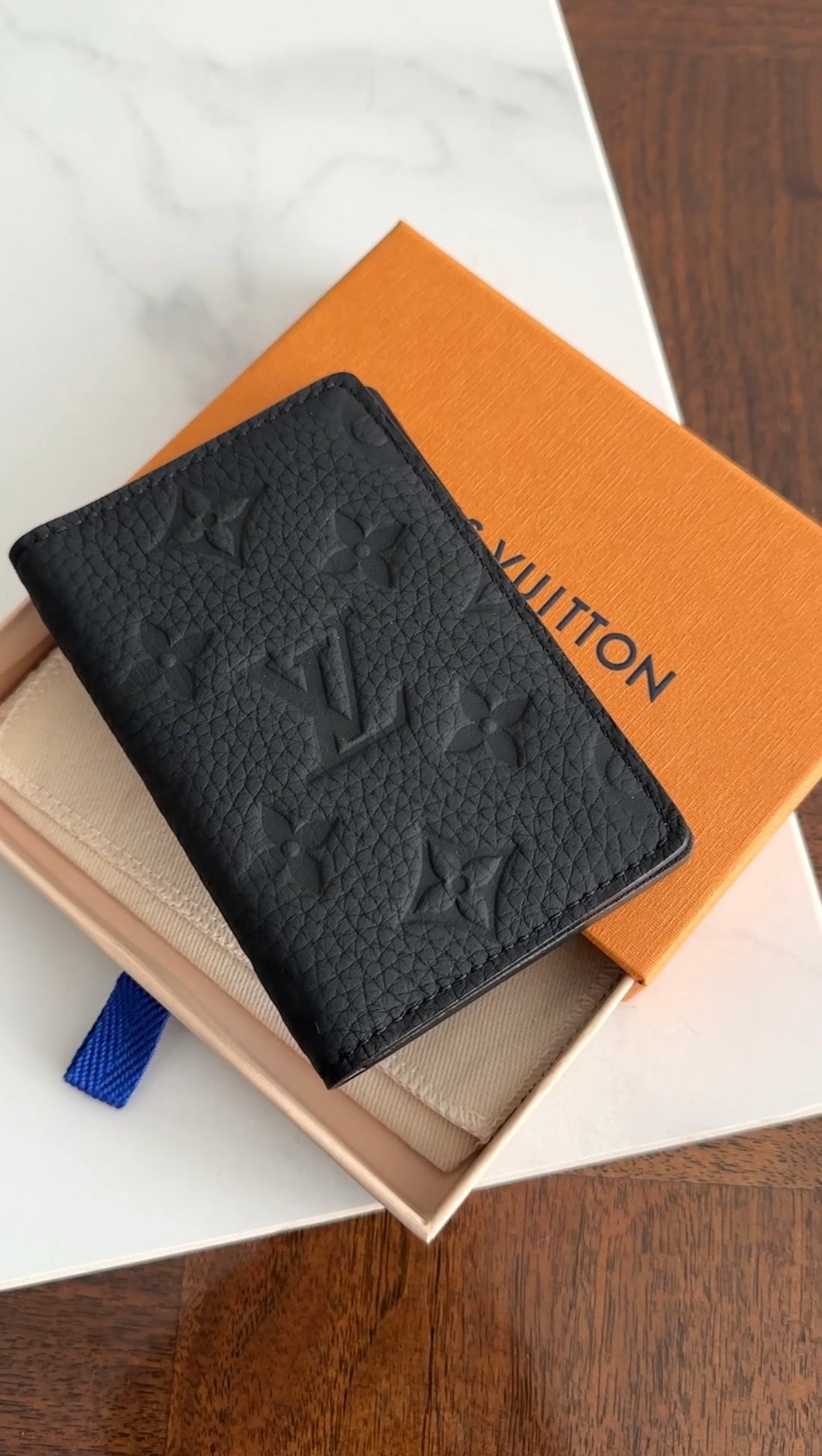 Louis Vuitton Black Monogram Shadow Empreinte Pocket Organizer Wallet