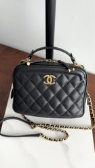 Chanel Black Lambskin Leather Extra Pocket Vanity Chain Bag